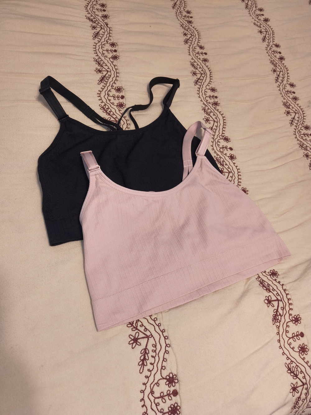 Fruit of the Loom Pink and Black Bralette Crop Tops